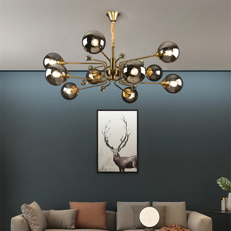 Storm Cypress - Glass bubble chandelier Kitchen Island light