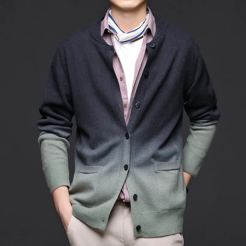 Ignazio Ombre Cotton Blend Cardigan – V-Neck Button-Down Ribbed Knitwear