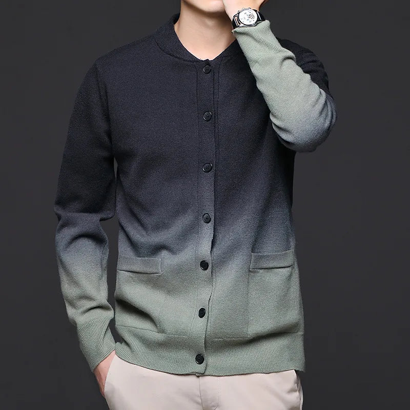 Ignazio Ombre Cotton Blend Cardigan – V-Neck Button-Down Ribbed Knitwear