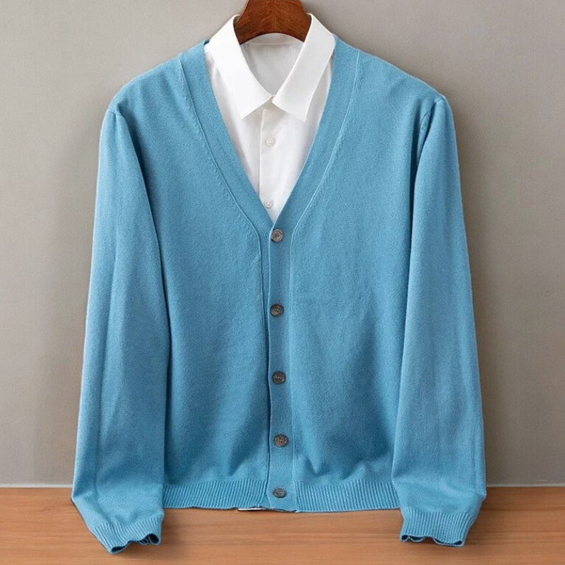 Kennedy Cashmere Blend Cardigan – V-Neck Button-Front Classic Fit Knitwear