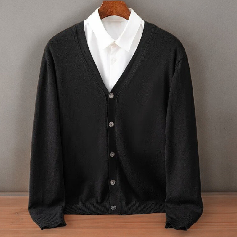 Kennedy Cashmere Blend Cardigan – V-Neck Button-Front Classic Fit Knitwear