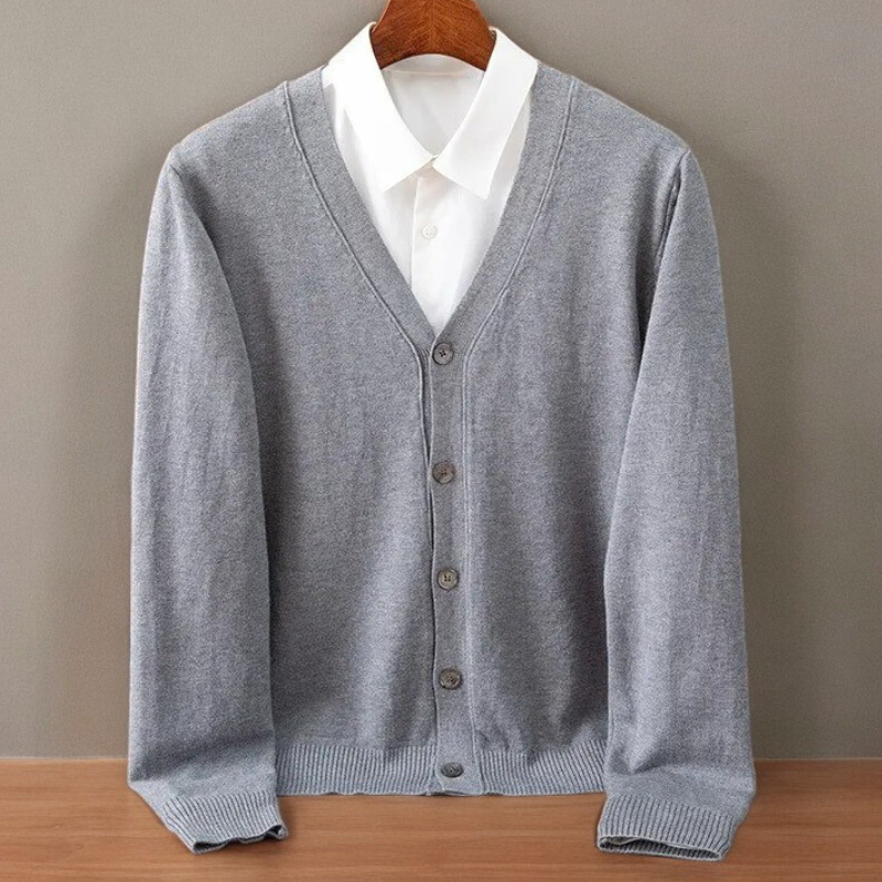 Kennedy Cashmere Blend Cardigan – V-Neck Button-Front Classic Fit Knitwear