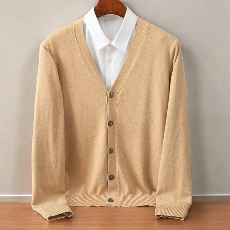 Kennedy Cashmere Blend Cardigan – V-Neck Button-Front Classic Fit Knitwear