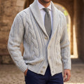 Kenneth Cotton-Wool Blend Cardigan – Shawl Collar Cable Knit Tailored Knitwear