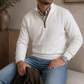 Leonard Fine Knit Quarter-Zip Pullover – Ribbed Trim Regular Fit Sweater