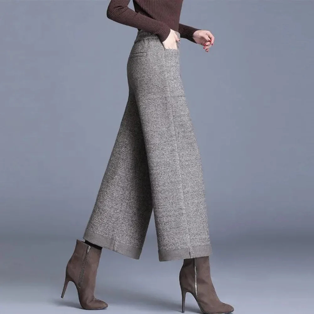Lilian Soft Wool Trousers – Flowy Wide-Leg High-Waist Cropped-Ankle Pants
