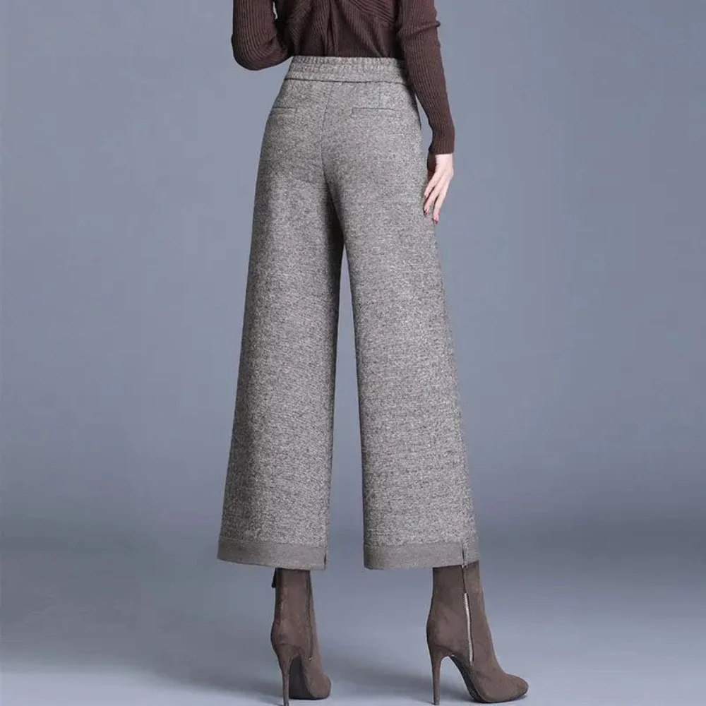 Lilian Soft Wool Trousers – Flowy Wide-Leg High-Waist Cropped-Ankle Pants