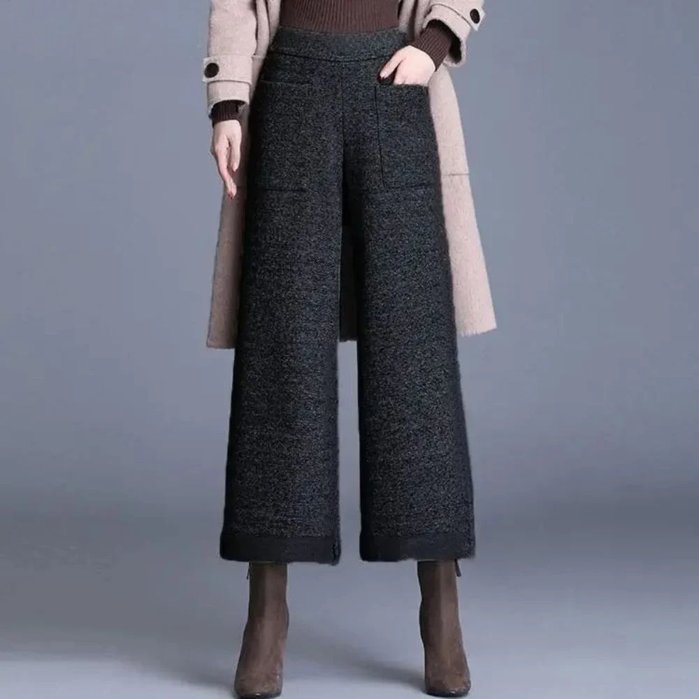 Lilian Soft Wool Trousers – Flowy Wide-Leg High-Waist Cropped-Ankle Pants