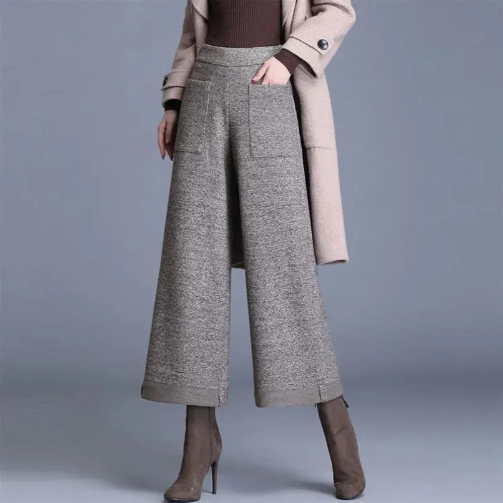 Lilian Soft Wool Trousers – Flowy Wide-Leg High-Waist Cropped-Ankle Pants