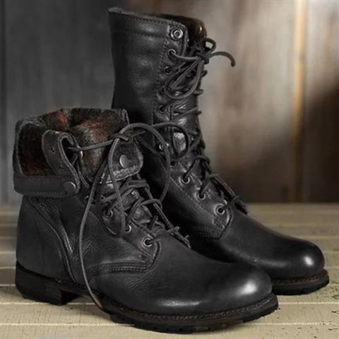 Lindsay Leather Combat Boots – Lace-Up Mid-Calf Utility Footwear