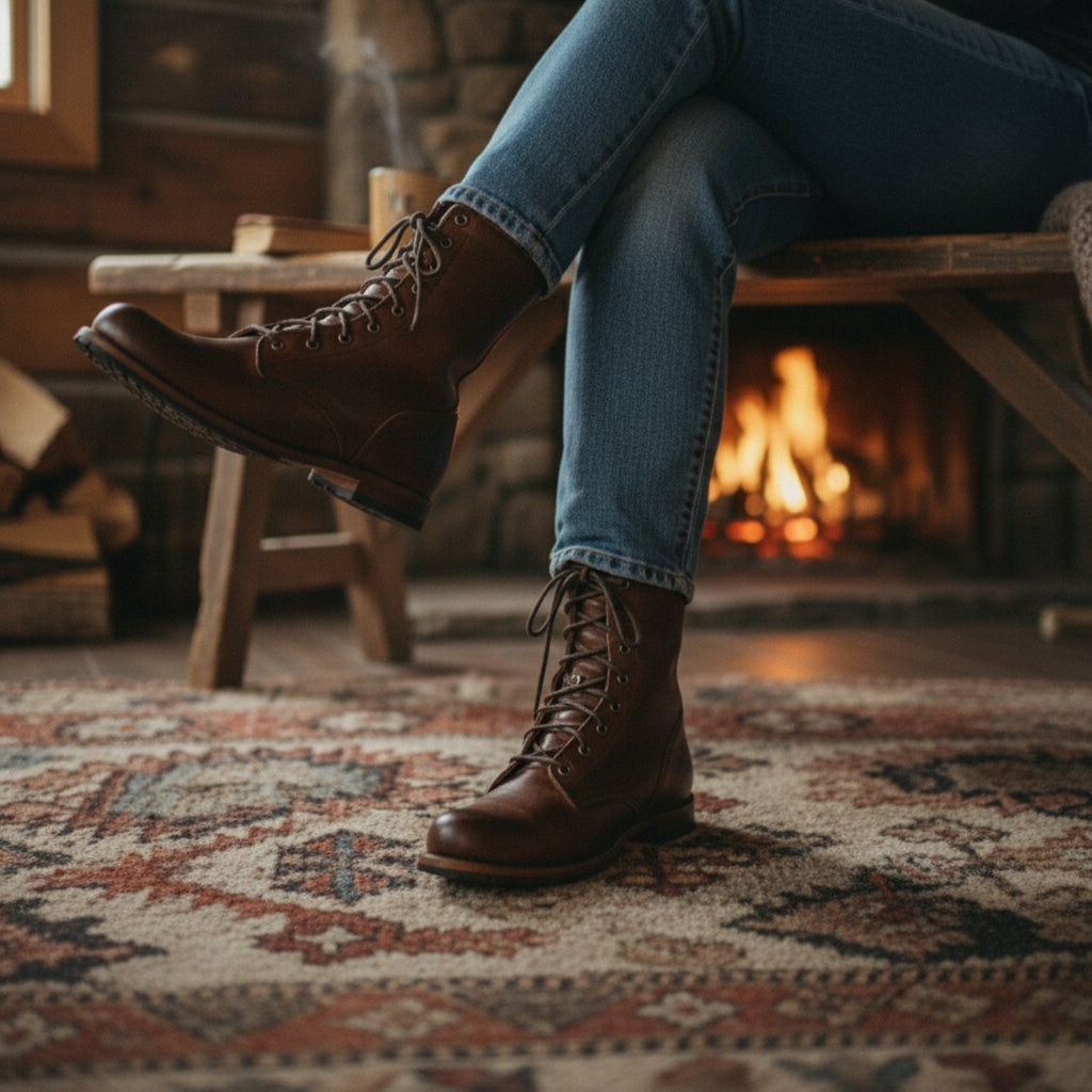 Lindsay Leather Combat Boots – Lace-Up Mid-Calf Utility Footwear