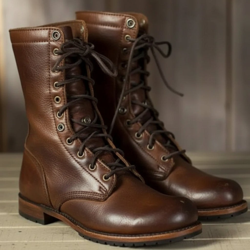 Lindsay Leather Combat Boots – Lace-Up Mid-Calf Utility Footwear