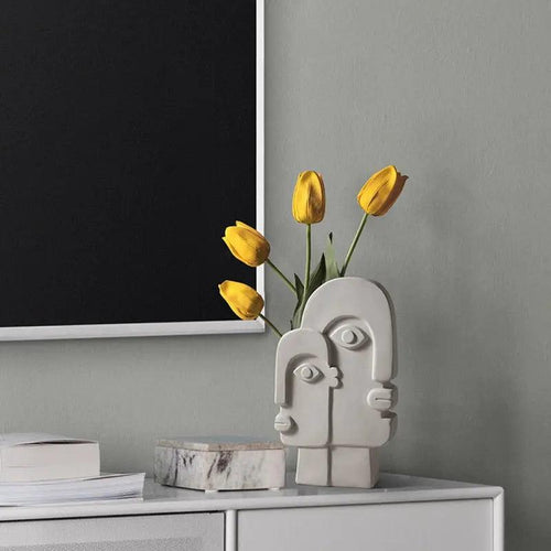 Ashen Lantern - Nordic Ceramic Face Vase
