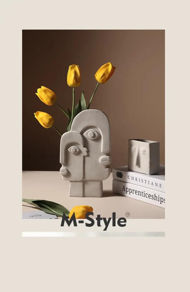 Ashen Lantern - Nordic Ceramic Face Vase
