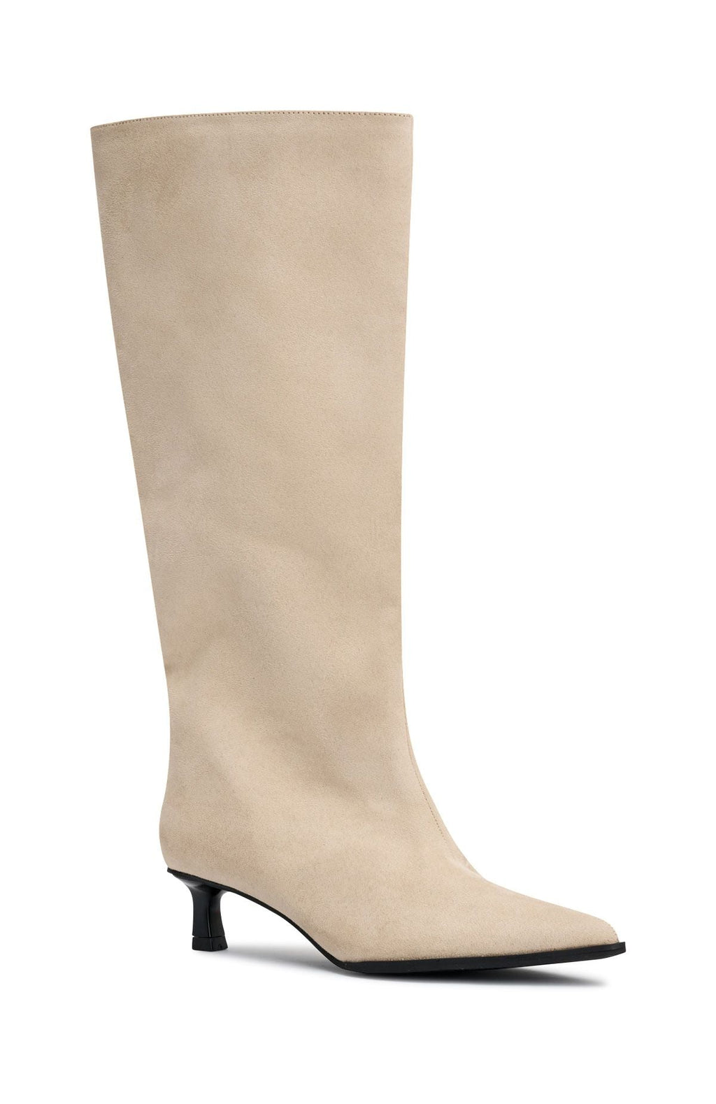 Liora Suede Knee-High Boots – Pointed Toe Kitten Heel Footwear