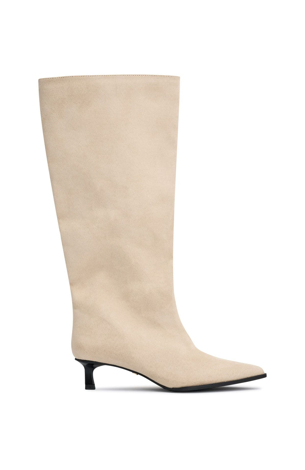 Liora Suede Knee-High Boots – Pointed Toe Kitten Heel Footwear