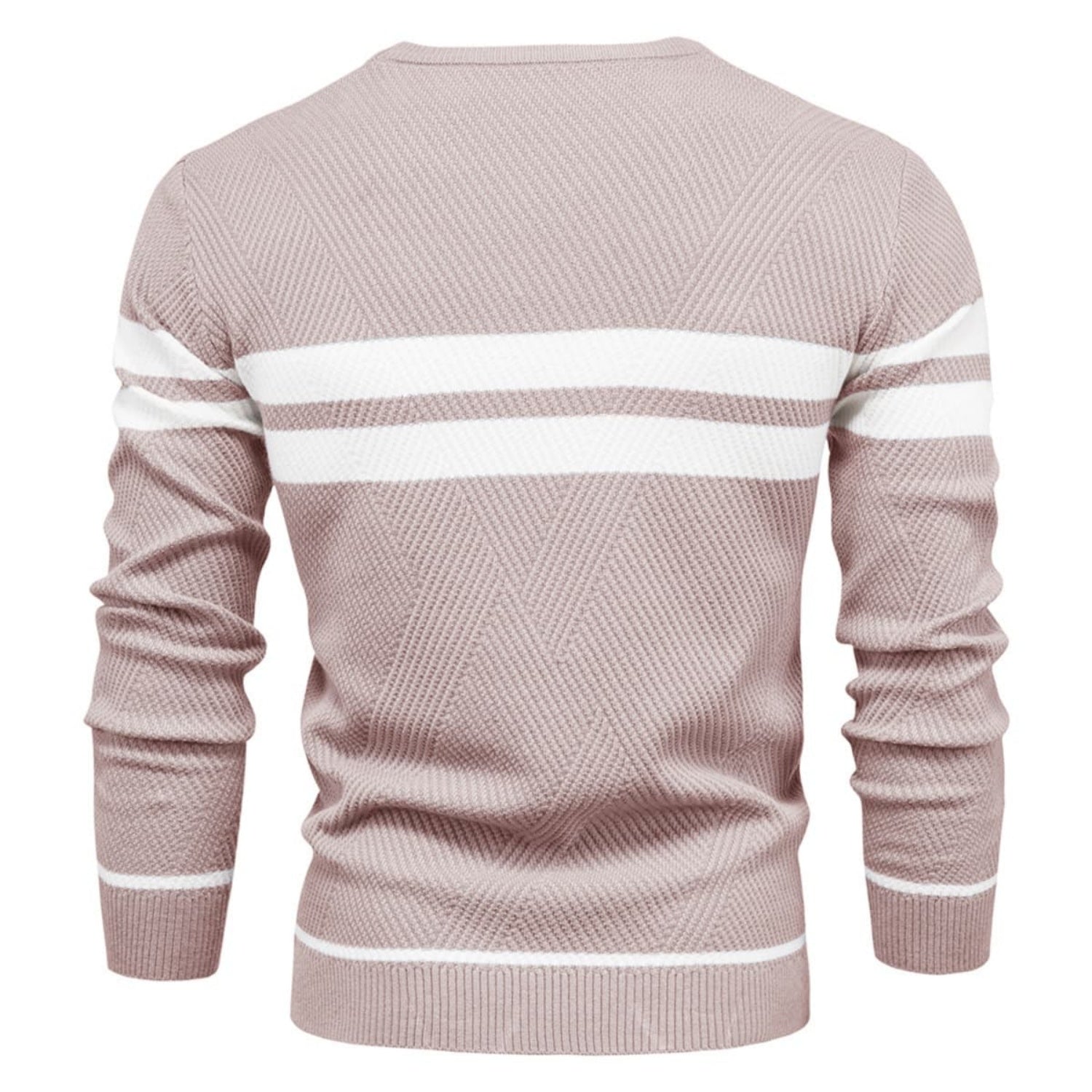Lorenzo Cotton Blend Crewneck Sweater – Contrast Stripe Classic Fit Pullover