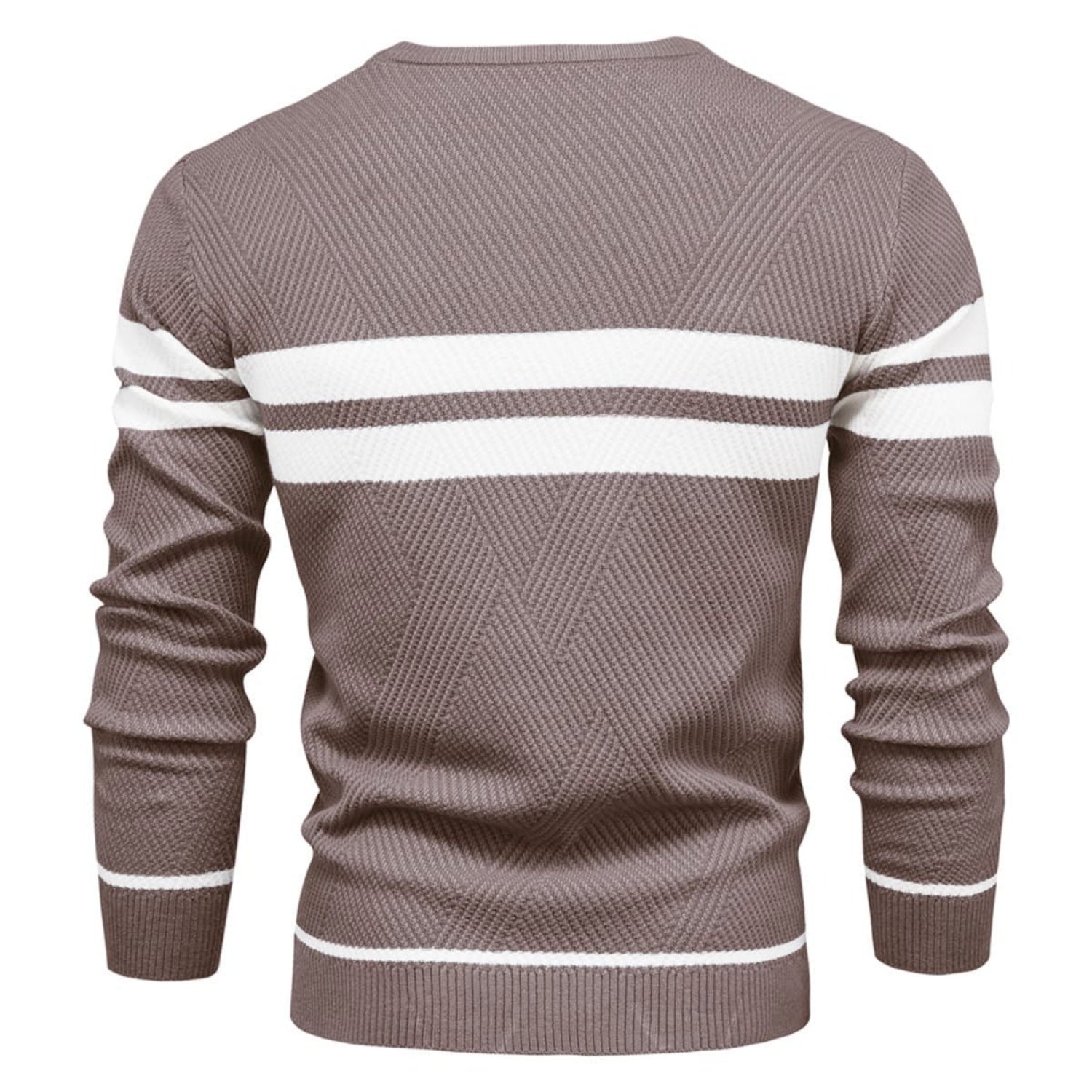 Lorenzo Cotton Blend Crewneck Sweater – Contrast Stripe Classic Fit Pullover