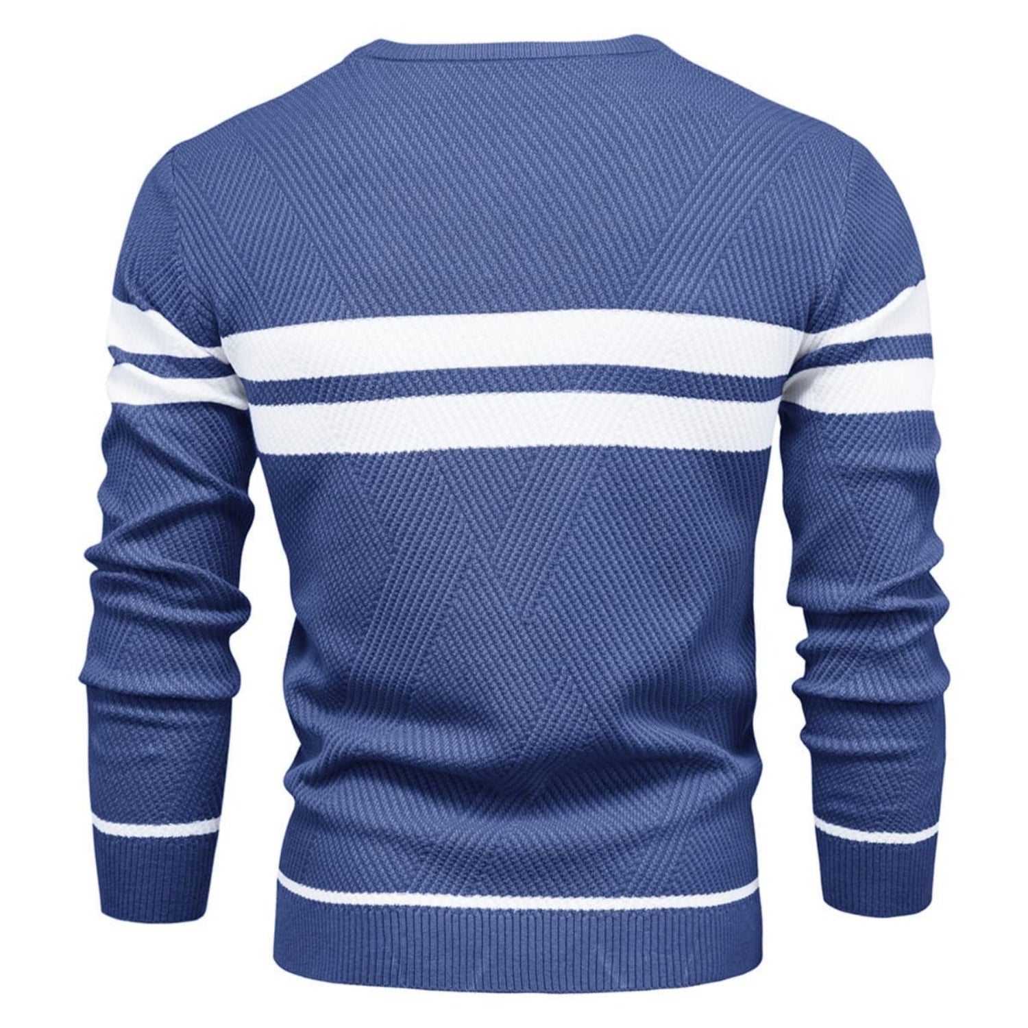 Lorenzo Cotton Blend Crewneck Sweater – Contrast Stripe Classic Fit Pullover