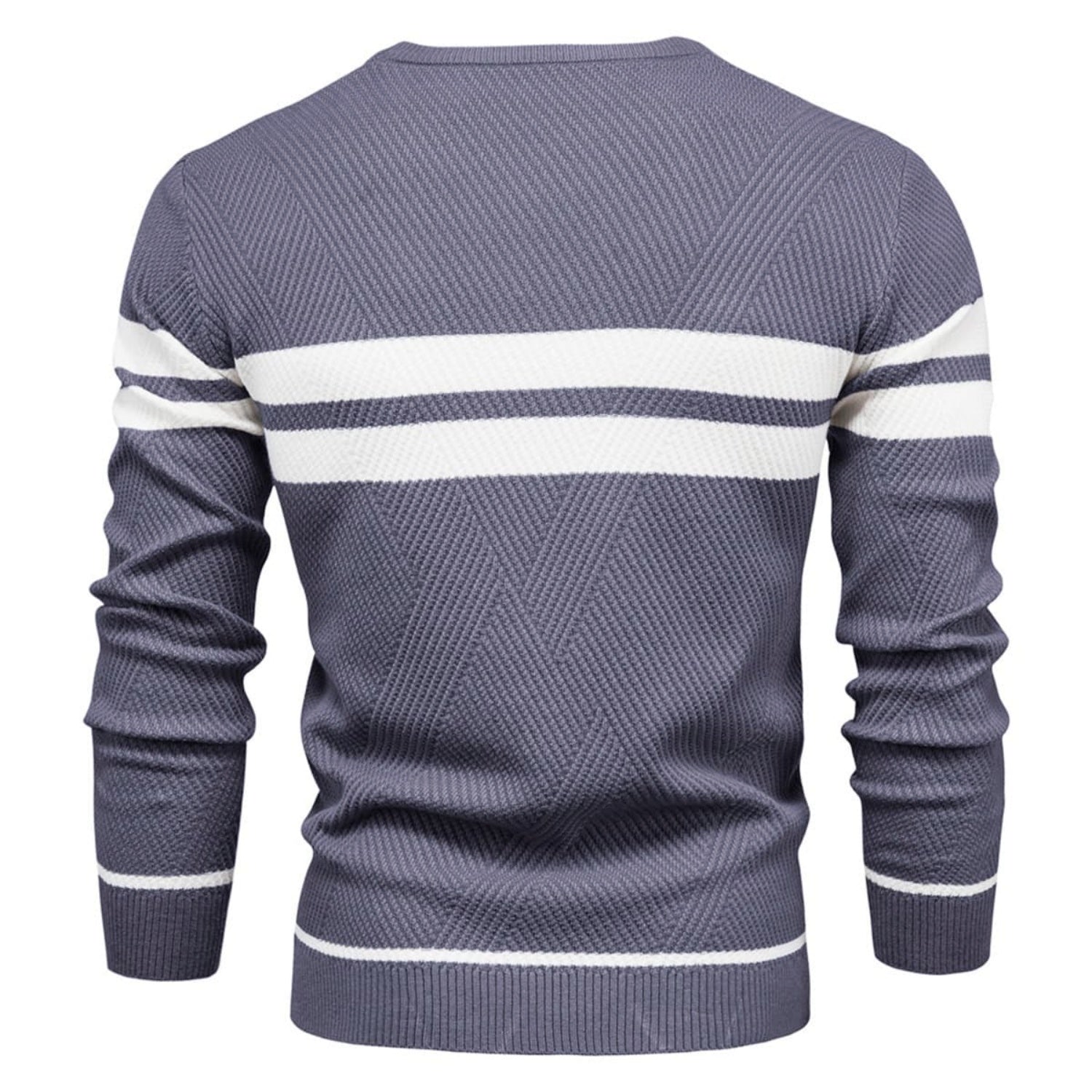 Lorenzo Cotton Blend Crewneck Sweater – Contrast Stripe Classic Fit Pullover