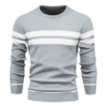 Lorenzo Cotton Blend Crewneck Sweater – Contrast Stripe Classic Fit Pullover