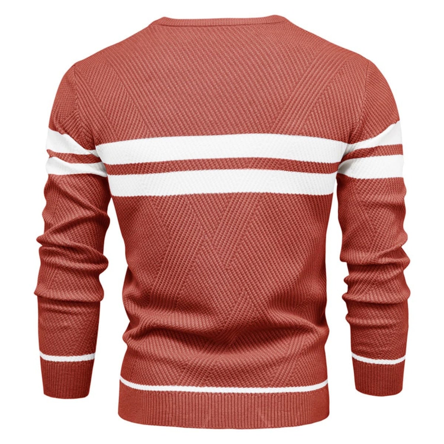 Lorenzo Cotton Blend Crewneck Sweater – Contrast Stripe Classic Fit Pullover