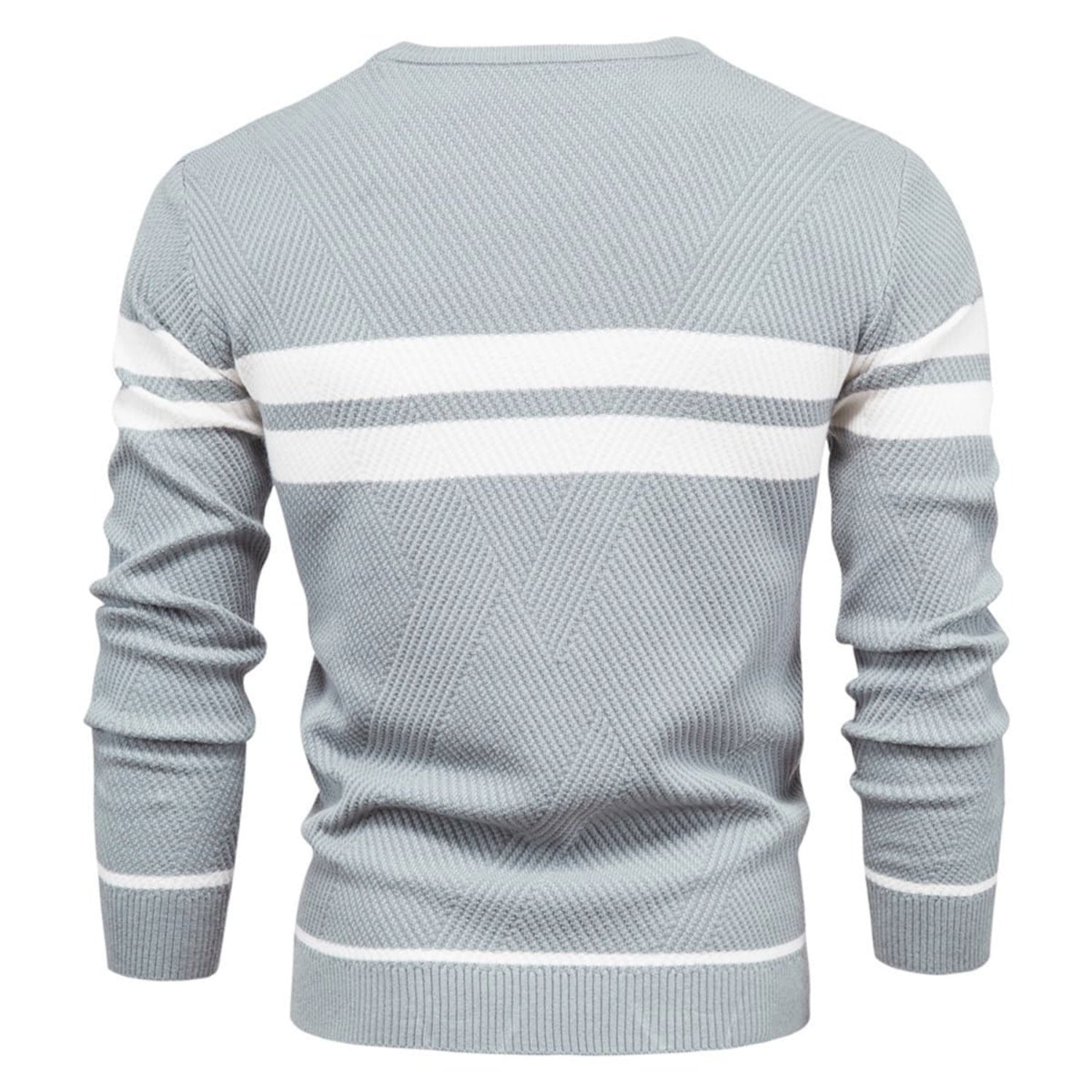 Lorenzo Cotton Blend Crewneck Sweater – Contrast Stripe Classic Fit Pullover