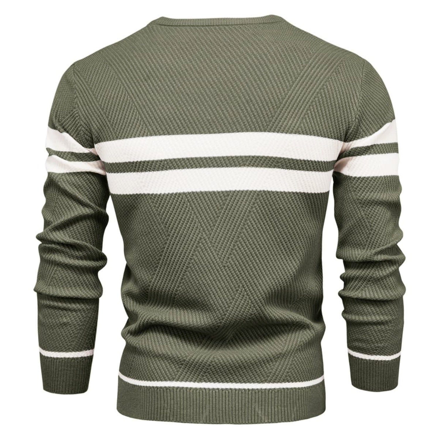 Lorenzo Cotton Blend Crewneck Sweater – Contrast Stripe Classic Fit Pullover