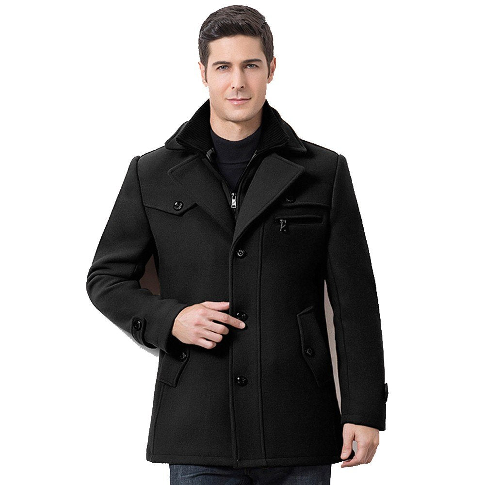 Lorenzo Wool Blend Overcoat – Layered-Collar Button-Front Tailored Outerwear