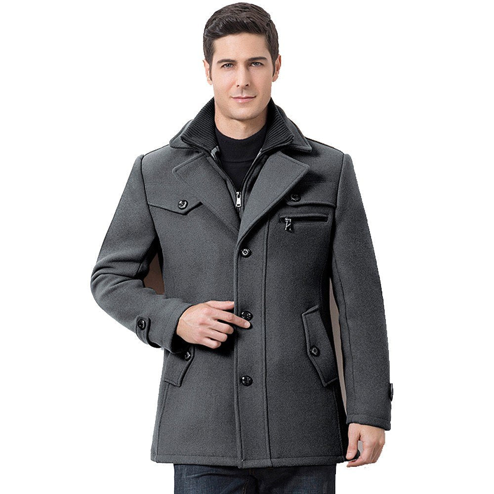Lorenzo Wool Blend Overcoat – Layered-Collar Button-Front Tailored Outerwear