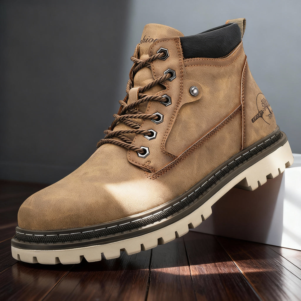 Lucento Suede Lace-Up Work Boots – Welted Reinforced Rugged Footwear