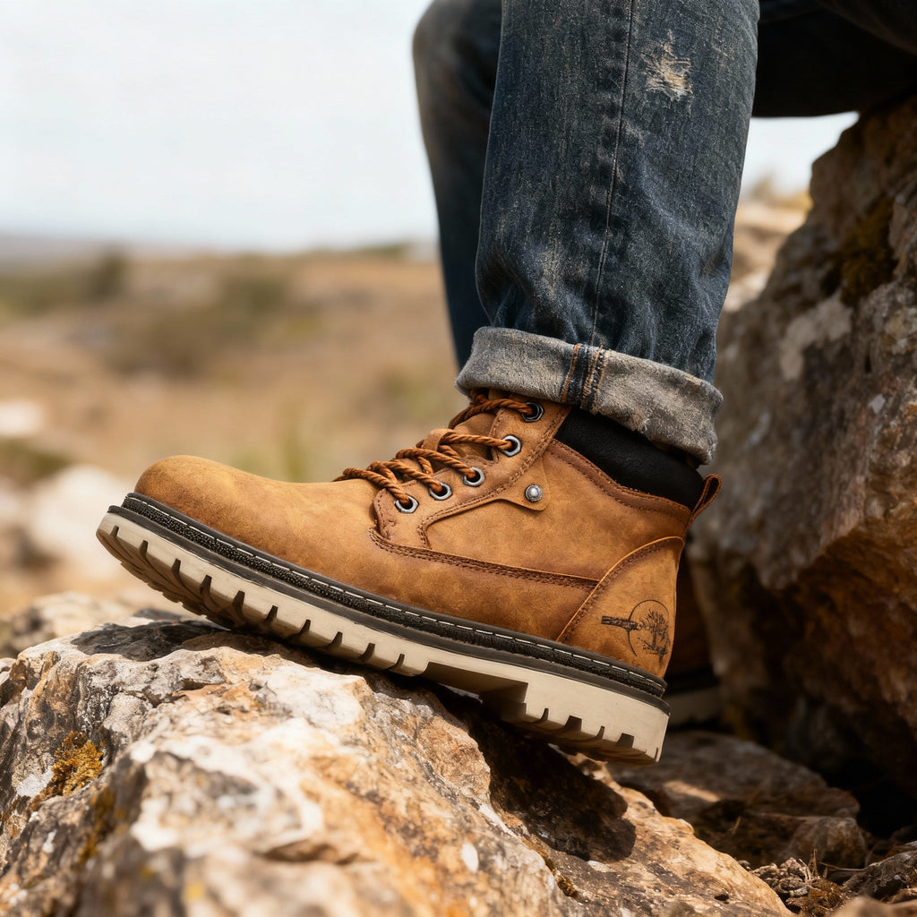Lucento Suede Lace-Up Work Boots – Welted Reinforced Rugged Footwear