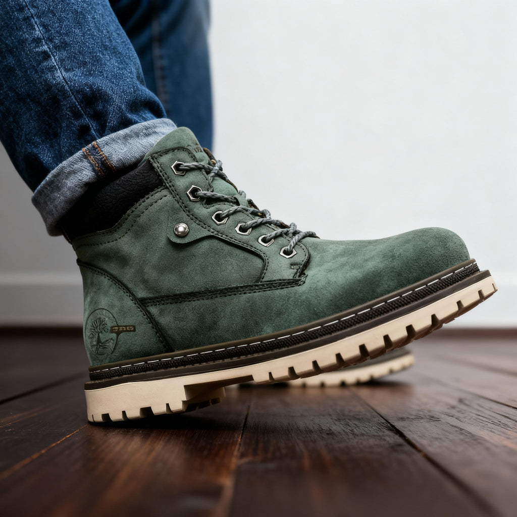 Lucento Suede Lace-Up Work Boots – Welted Reinforced Rugged Footwear