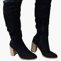 Marian Suede Slouch Boots – Block Heel Side-Zip Knee-High Footwear