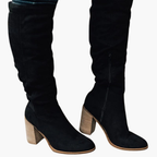 Marian Suede Slouch Boots – Block Heel Side-Zip Knee-High Footwear