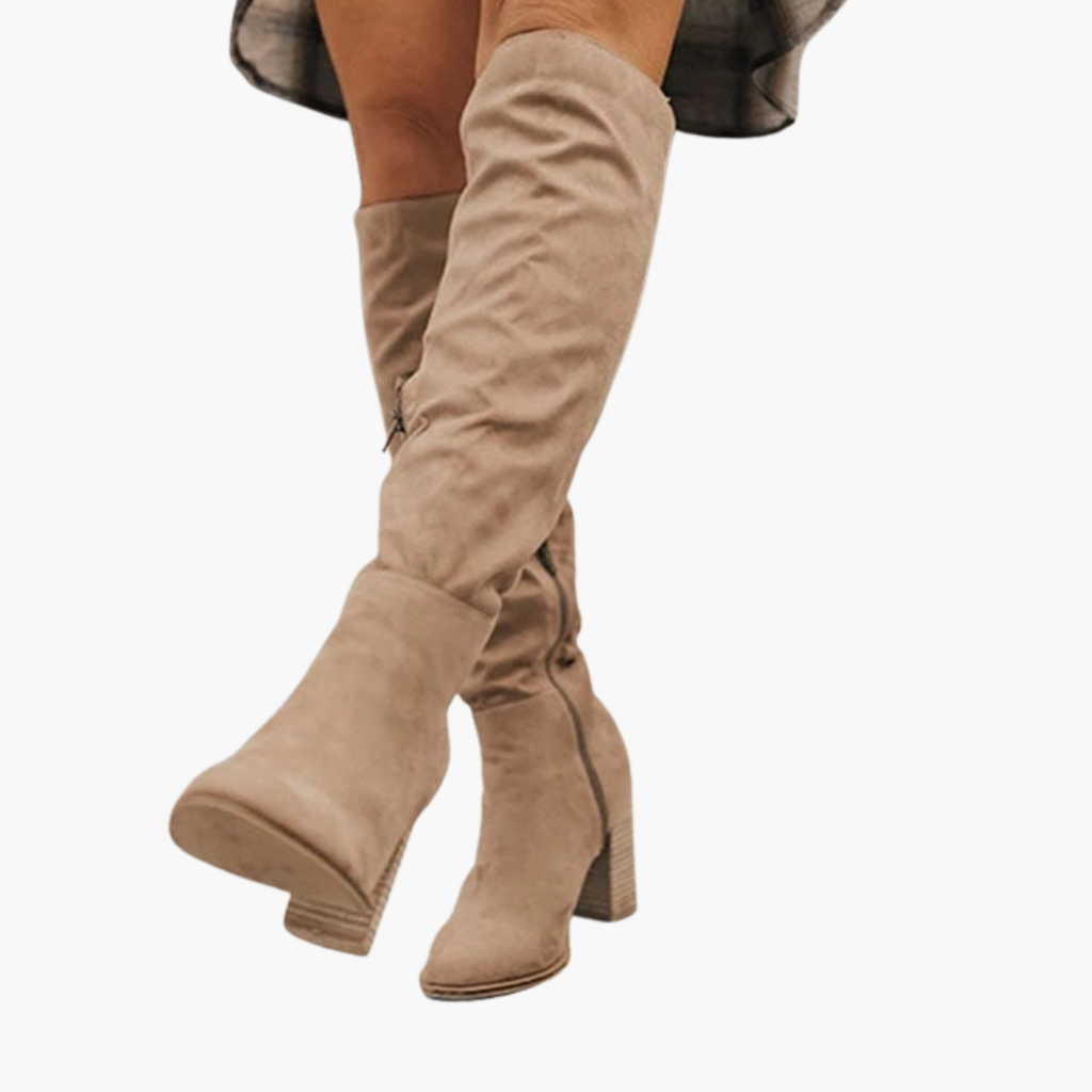Marian Suede Slouch Boots – Block Heel Side-Zip Knee-High Footwear