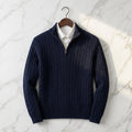 Marvin Cable Knit Quarter-Zip Pullover – Ribbed Trim Regular Fit Sweater