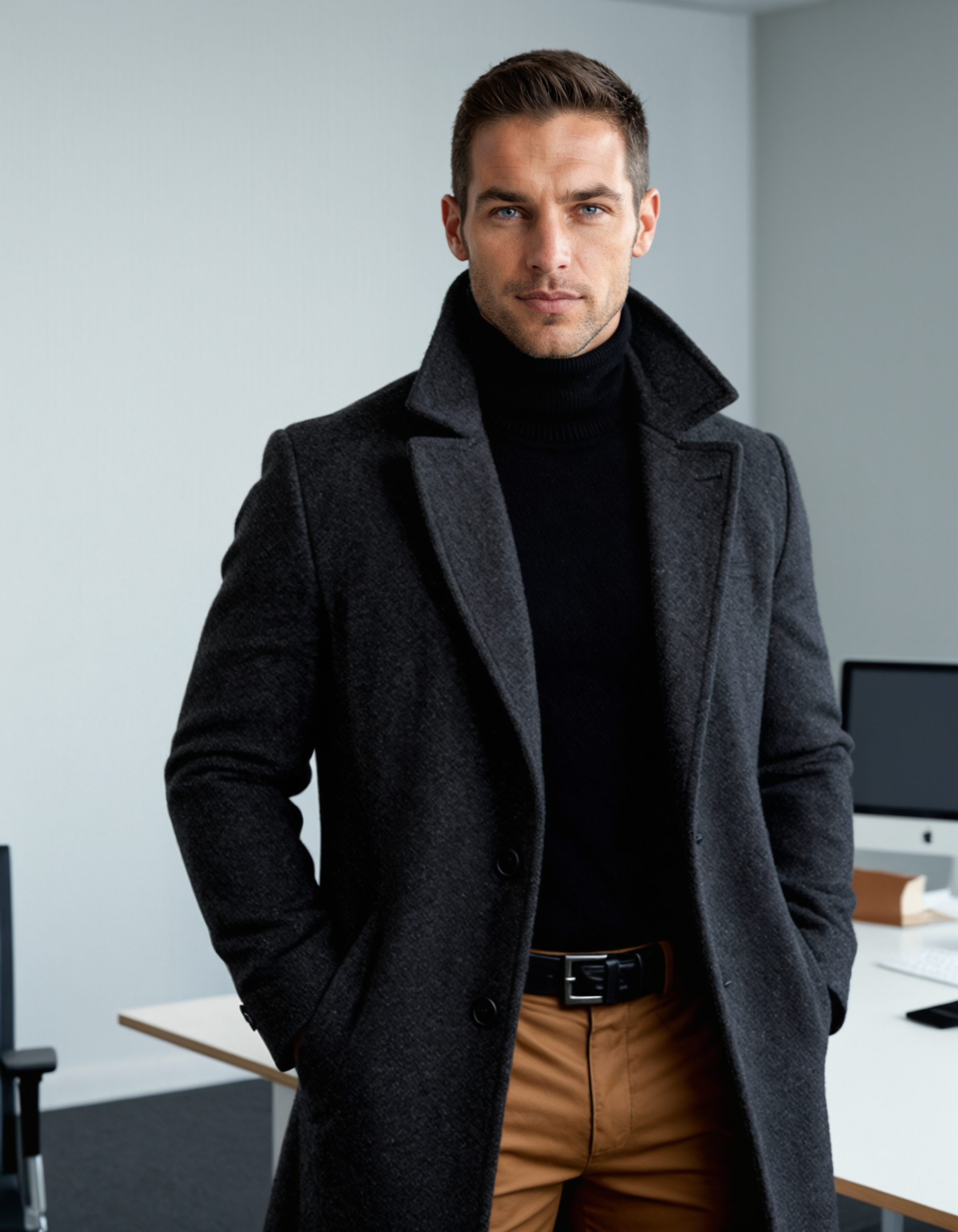 Mauro Cotton Blend Overcoat – Layered-Collar Tailored-Fit Full-Length Outerwear