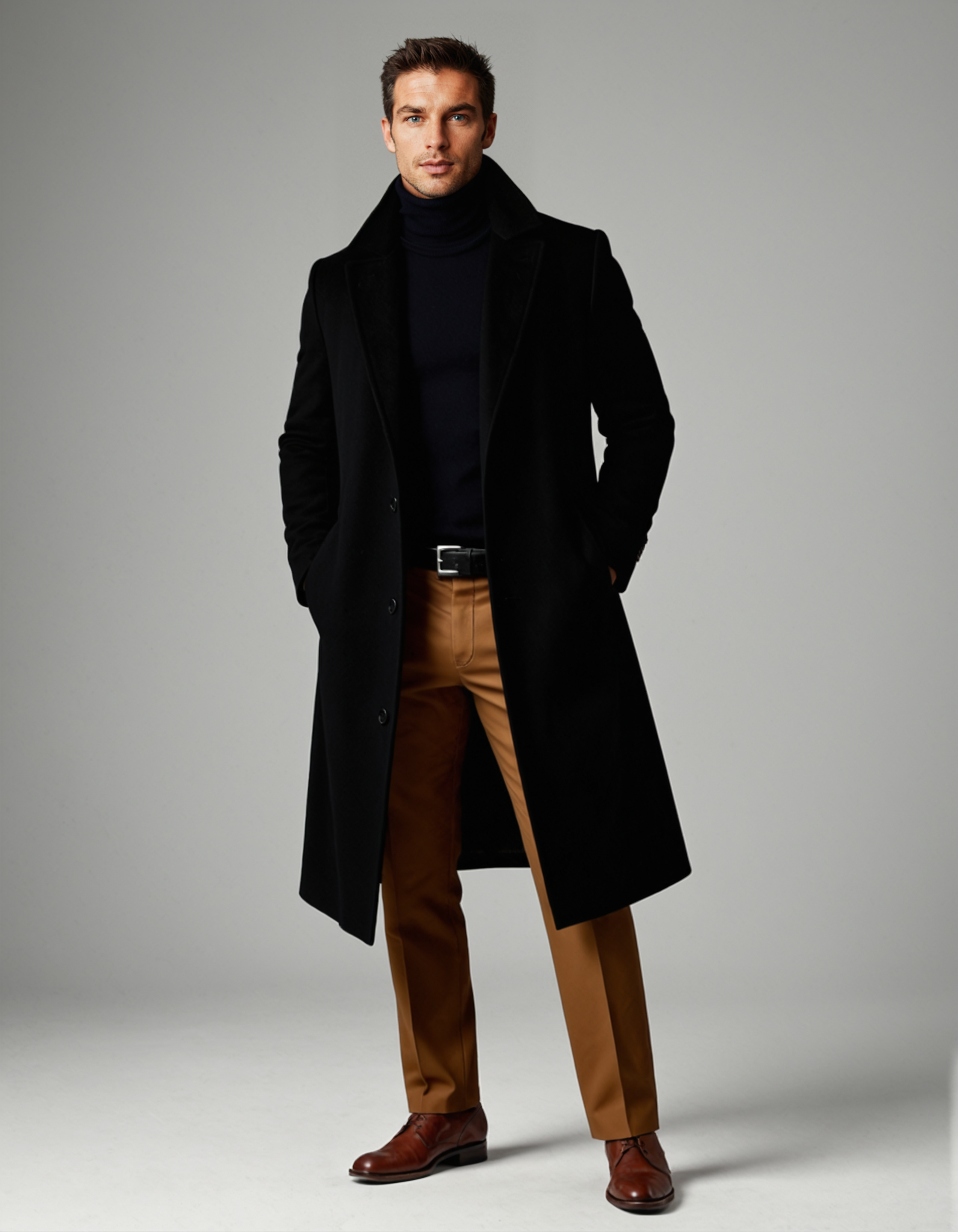 Mauro Cotton Blend Overcoat – Layered-Collar Tailored-Fit Full-Length Outerwear