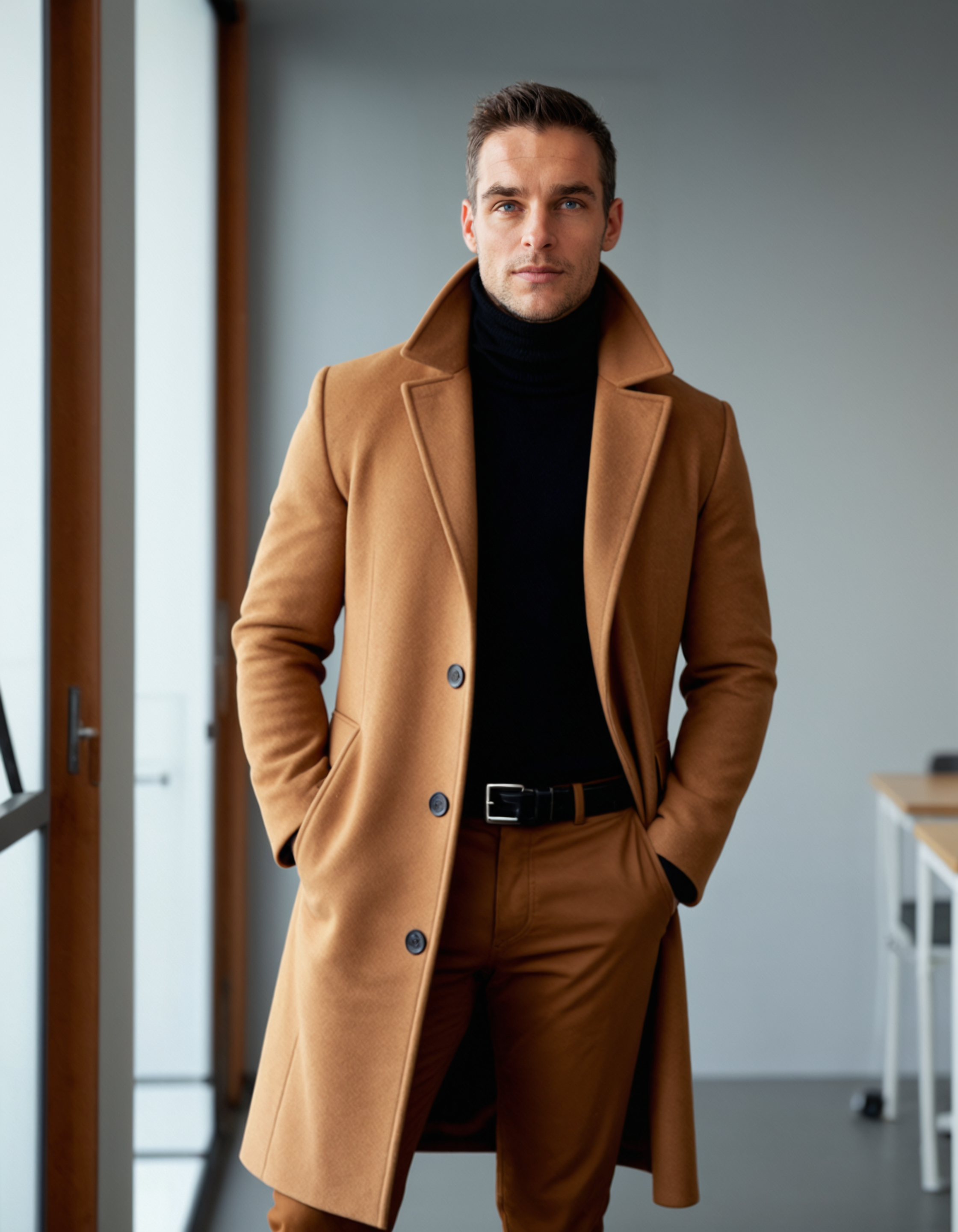 Mauro Cotton Blend Overcoat – Layered-Collar Tailored-Fit Full-Length Outerwear