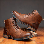 Mauro Leather Lace-Up Combat Boots – Reinforced Cap-Toe Rugged Footwear