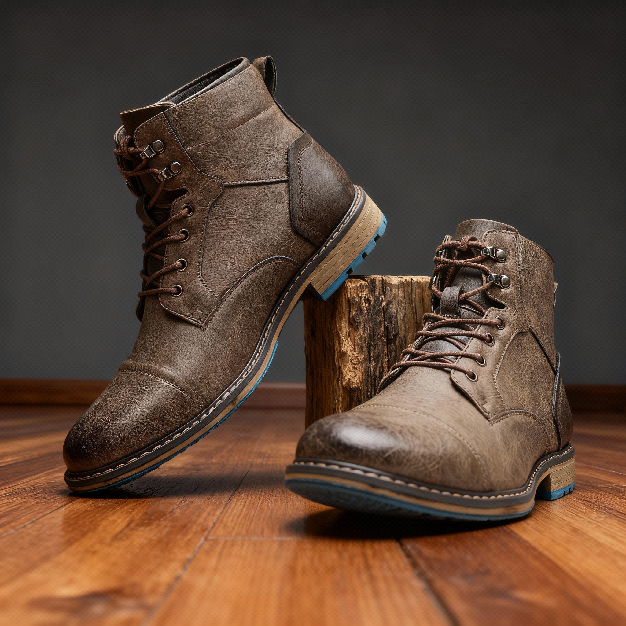Mauro Leather Lace-Up Combat Boots – Reinforced Cap-Toe Rugged Footwear