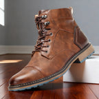 Mauro Leather Lace-Up Combat Boots – Reinforced Cap-Toe Rugged Footwear