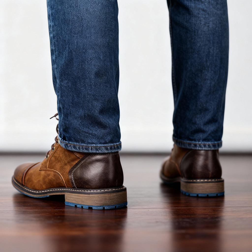 Mauro Leather Lace-Up Combat Boots – Reinforced Cap-Toe Rugged Footwear
