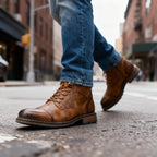Mauro Leather Lace-Up Combat Boots – Reinforced Cap-Toe Rugged Footwear