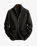 Mauro Ribbed Knit Cardigan – Notch Lapel Tailored Fit Structured Knitwear