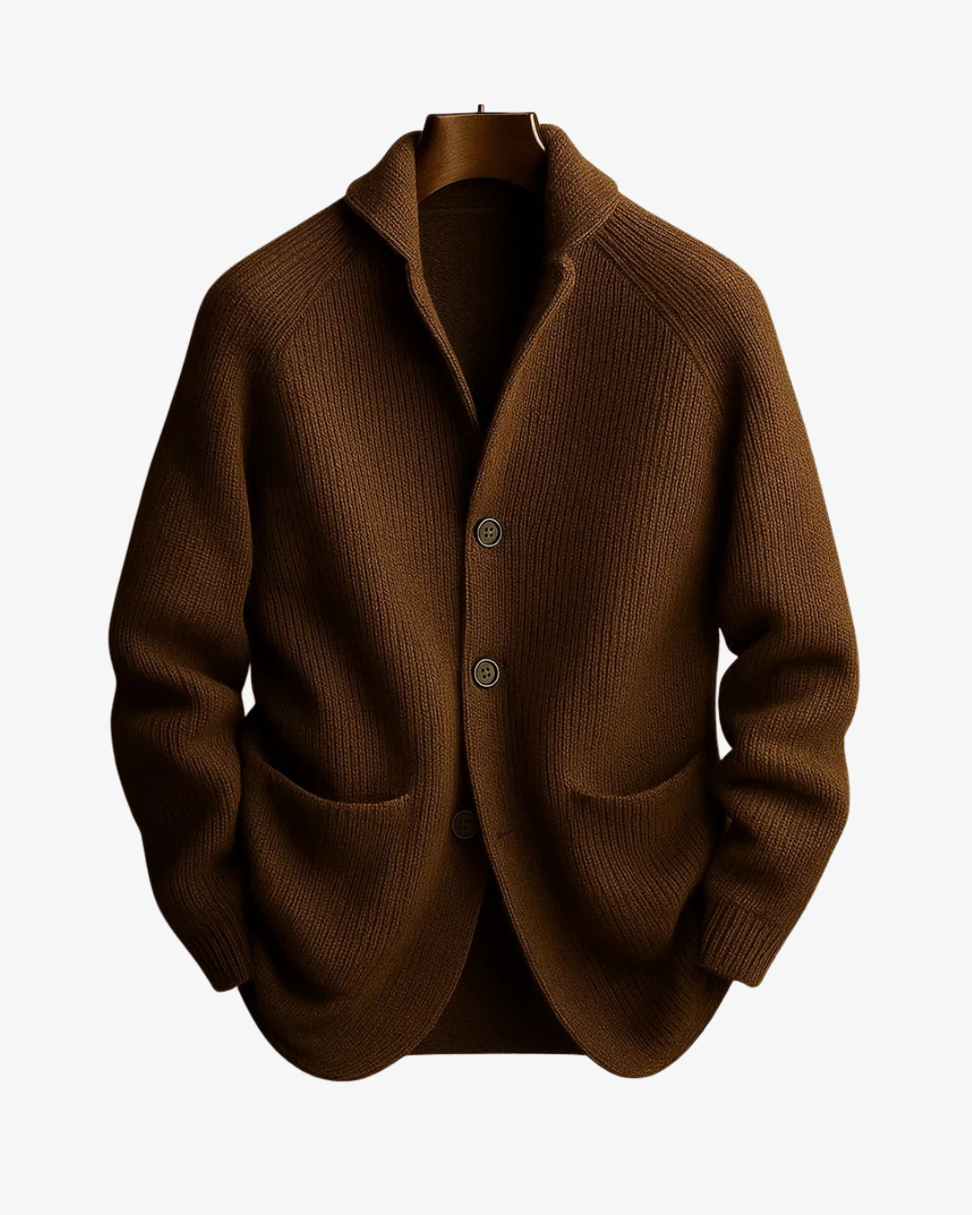 Mauro Ribbed Knit Cardigan – Notch Lapel Tailored Fit Structured Knitwear