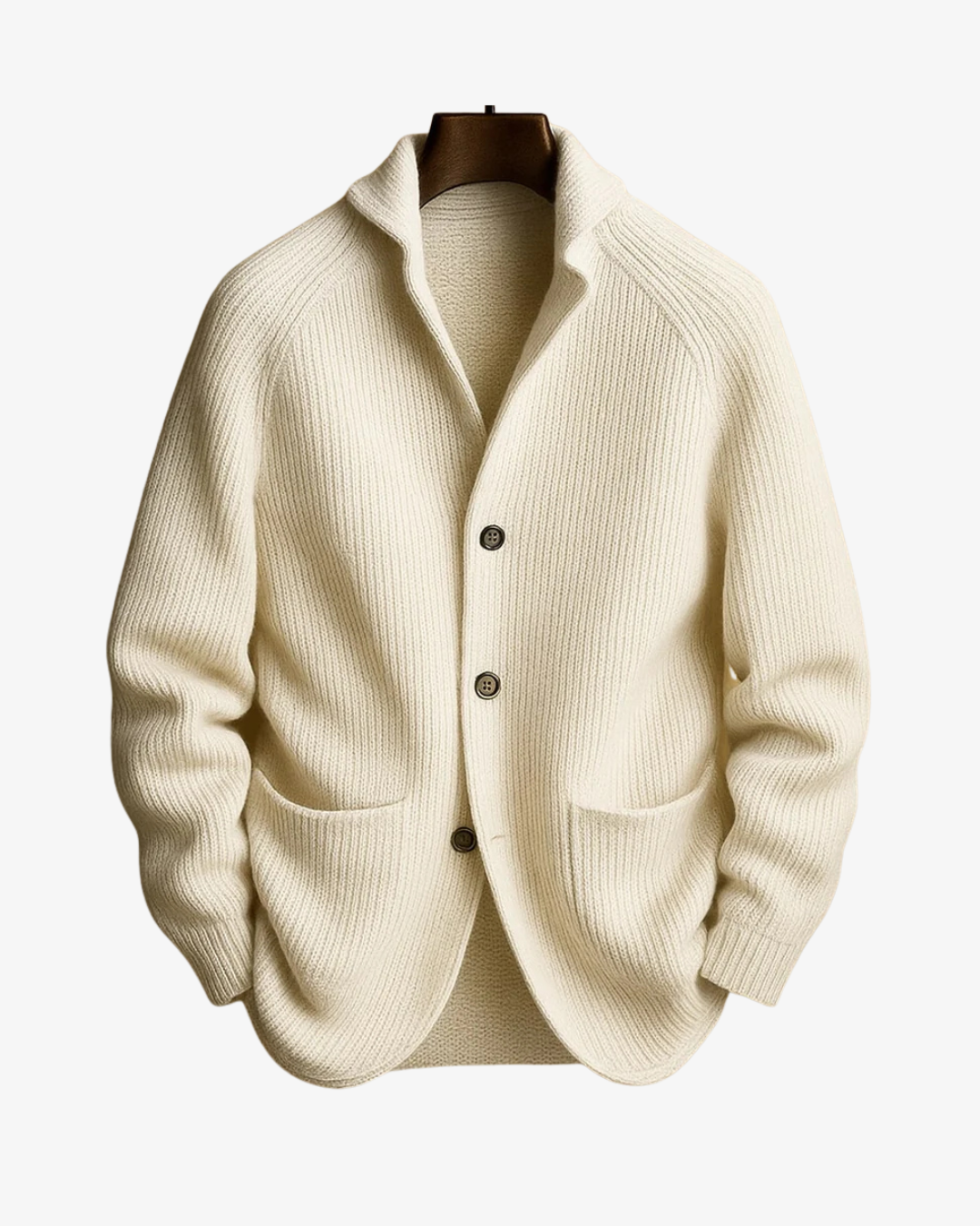 Mauro Ribbed Knit Cardigan – Notch Lapel Tailored Fit Structured Knitwear