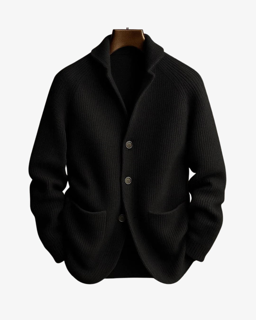 Mauro Ribbed Knit Cardigan – Notch Lapel Tailored Fit Structured Knitwear