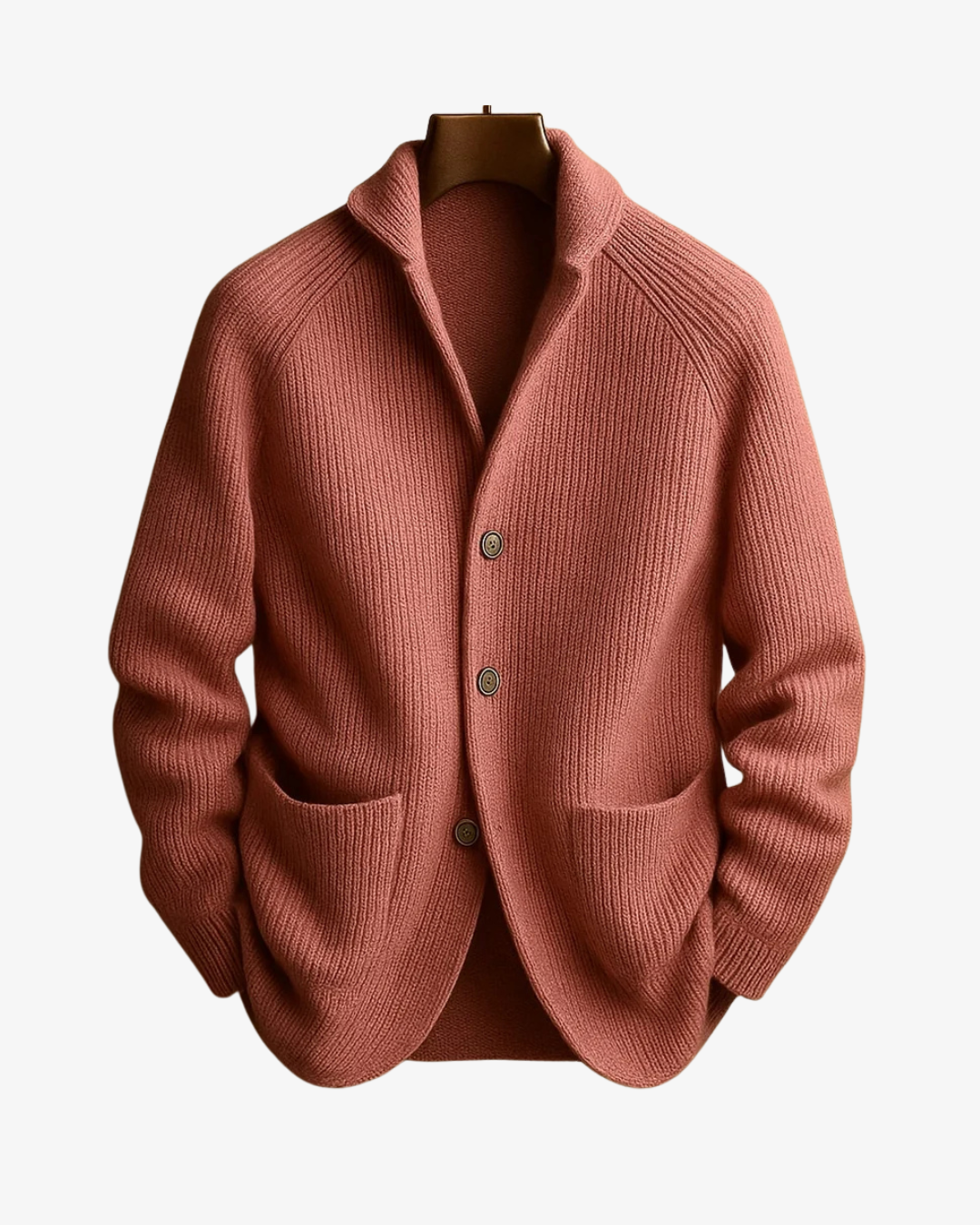 Mauro Ribbed Knit Cardigan – Notch Lapel Tailored Fit Structured Knitwear